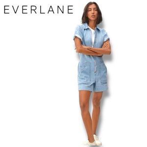 Everlane Women's The Denim Short Coverall size 6 EUC